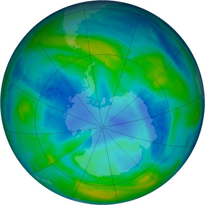Antarctic ozone map for 04 May 1992